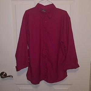 Uniti casual large cranberry button down blouse